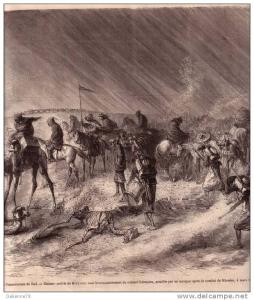 DESSIN GRAVURE 19ème  INSURRECTION DU SUD EN ALGERIE  COLONNE DE GERYVILLE APRES COMBAT DE KHREDER