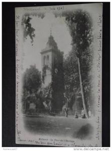 MILIANA (Algérie) - La Tour de l'Horloge - animée - carte  précurseur  - voyagée le 4 juin 1903