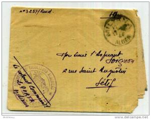 ALGERIE / LETTRE EN FRANCHISE MILITAIRE / MILIANA / REGIMET DE TIRAILLEURS ALGERIENS