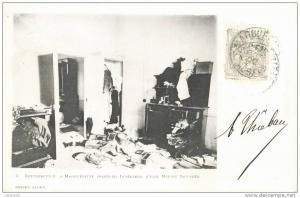 INSURRECTION A MARGUERITTE INTERIEUR D'UNE MAISON SACCAGEE MILIANA GUERRE ALGERIE 1900