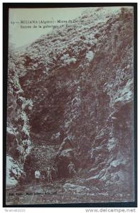 CPA CARTE POSTALE ANCIENNE ALGERIE MILIANA MINES DU ZACCAR - ENTREE DE LA GALERIE - 1er RAVIN ANIMEE