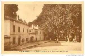 CPA        Miliana    la sous Intendance et la rue Saint Jean          animée        G-856