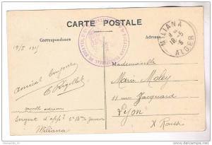 ALGERIE MILIANA 1915 ALGER BATAILLON ZOUAVE CARTE ECOLE INDIGENE