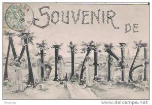 MILIANA (ALGERIE) CARTE  FANTAISIE SOUVENIR 1906