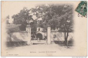 MILIANA  QUARTIER DE LA REMONTE   CARTE CIRCULEE  1902