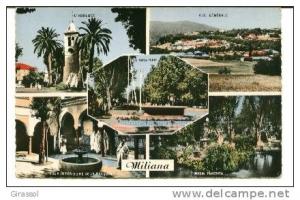 CPSM MILIANA ALGERIE multi vues vue générale cour intérieur et mosquée horloge