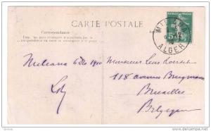 ALGERIE CARTE POSTALE AVEC TYPE SEMEUSE OBLITERATION DE MILIANA 1910