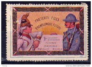 MILITARIA - VIGNETTE MILITAIRE FRANCE - 1ER REGIMENT D INFANTERIE ( FLEURUS, MOESKIRCH, BIBERACH, MILIANA )