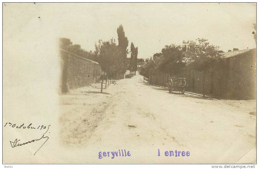 ALGERIE - GERYVILLE - L'ENTREE - CARTE PHOTO