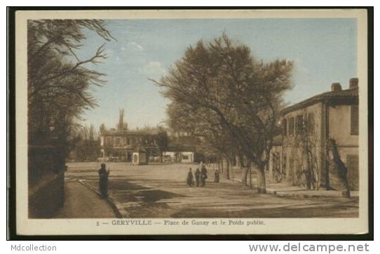 ALGERIE GERYVILLE /           Place de Ganay et le poids public     / CARTE COLOREE