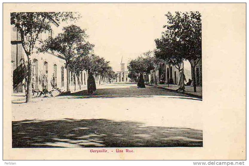 AFRIQUE. ALGERIE. GERYVILLE. Vue sur une Rue et L'Eglise au fond.