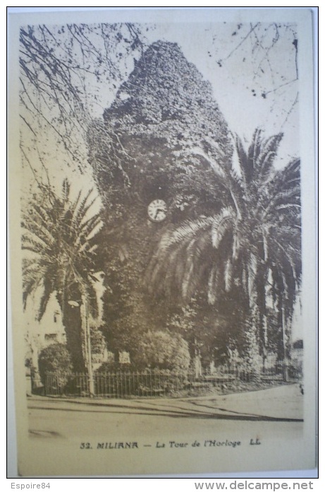 C. Postale  ALGERIE - MILIANA - La Tour de l'Horloge (1926)