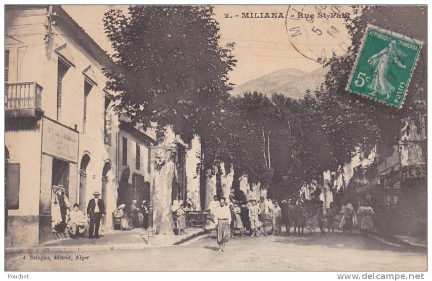 Miliana.- (Algérie) Rue Saint Paul - (belle animation  commerce)