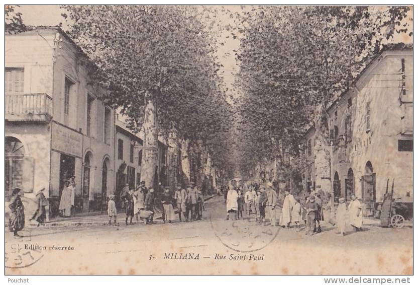 Miliana.- (Algérie) Rue Saint Paul - (belle animation)