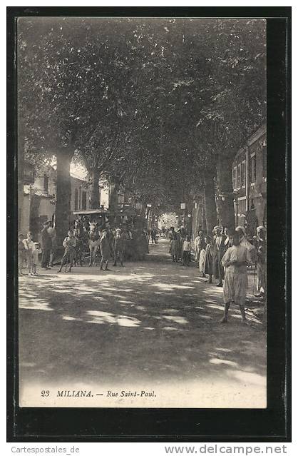CPA Miliana, Rue Saint-Paul mit Leuten
