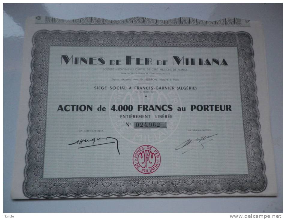 MINES DE FER DE MILIANA (algerie)