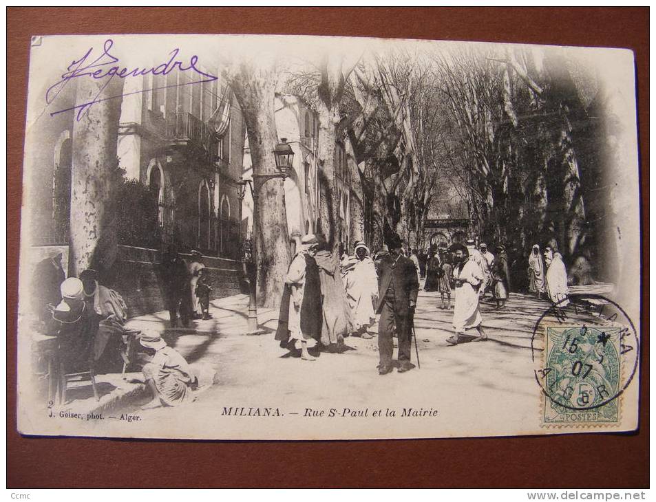 CPA - Algérie - Miliana - Rue St Paul et la Mairie