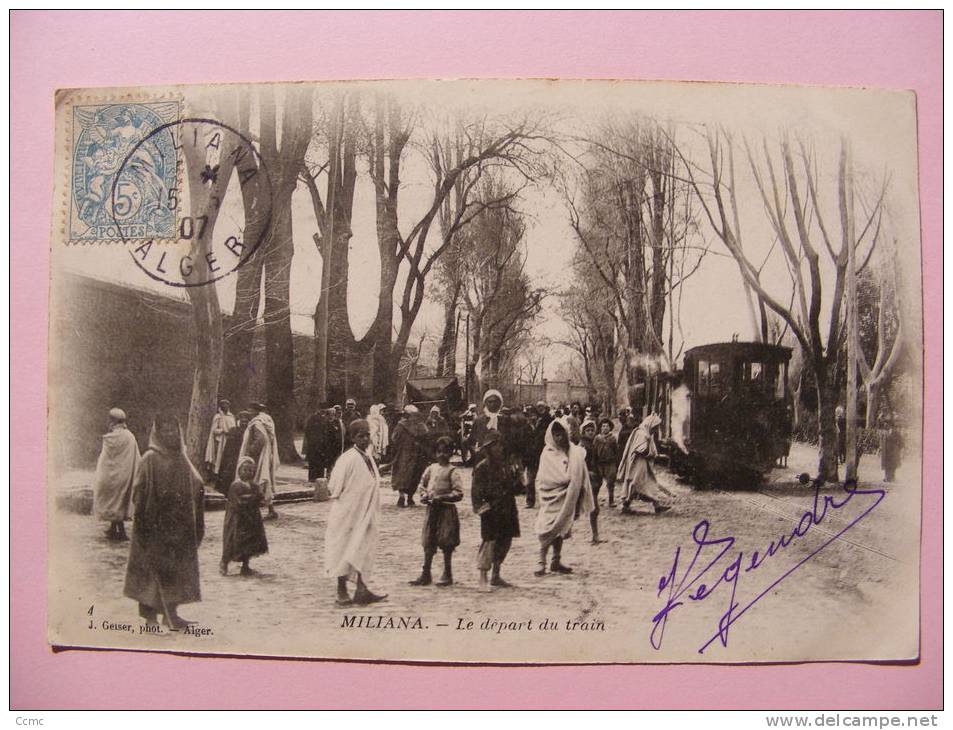 CPA - Algérie - Miliana - Le départ du train 1907