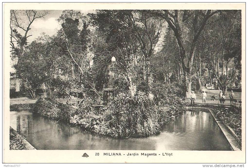 CPA , Algérie , Miliana , Le Jardin Magenta , l'Ilot , Animation