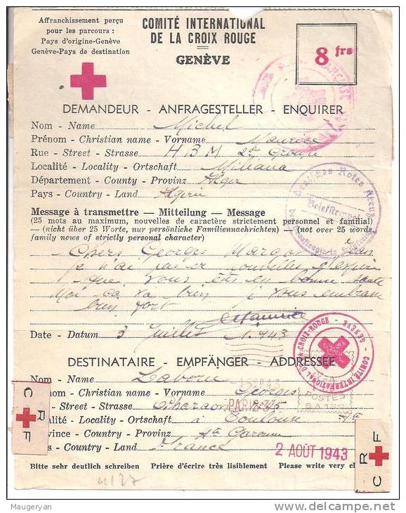 Message Croix Rouge de Miliana Algérie pour Toulouse