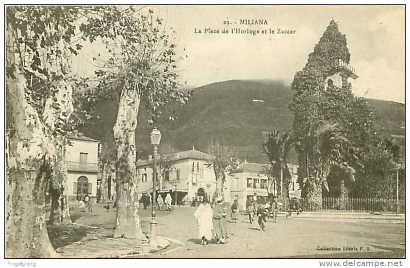 ALGERIE.MILIANA.LA PLACE DE L'HORLOGE ET LE ZACCAR