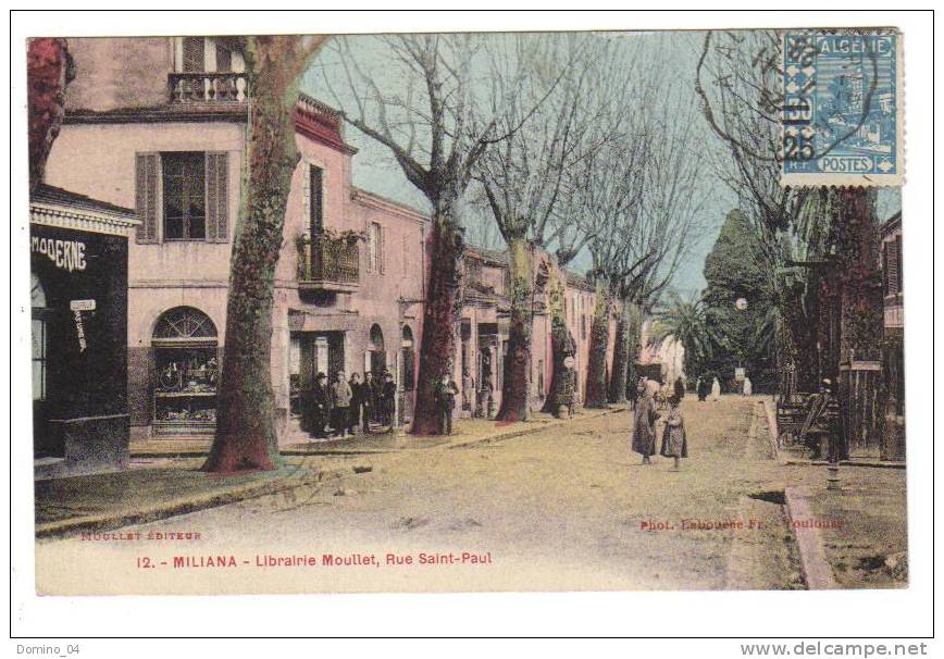 cpa ALGERIE-MILIANA-Librairie MOULLET , rue Saint- Paul