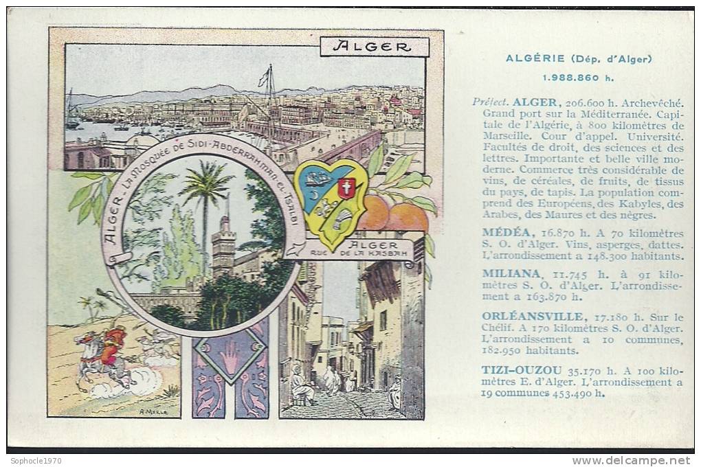 ALGERIE ALGER MEDEA MILIANA ORLEANSVILLE TIZI OUZOU Carte département Pastilles VALDA
