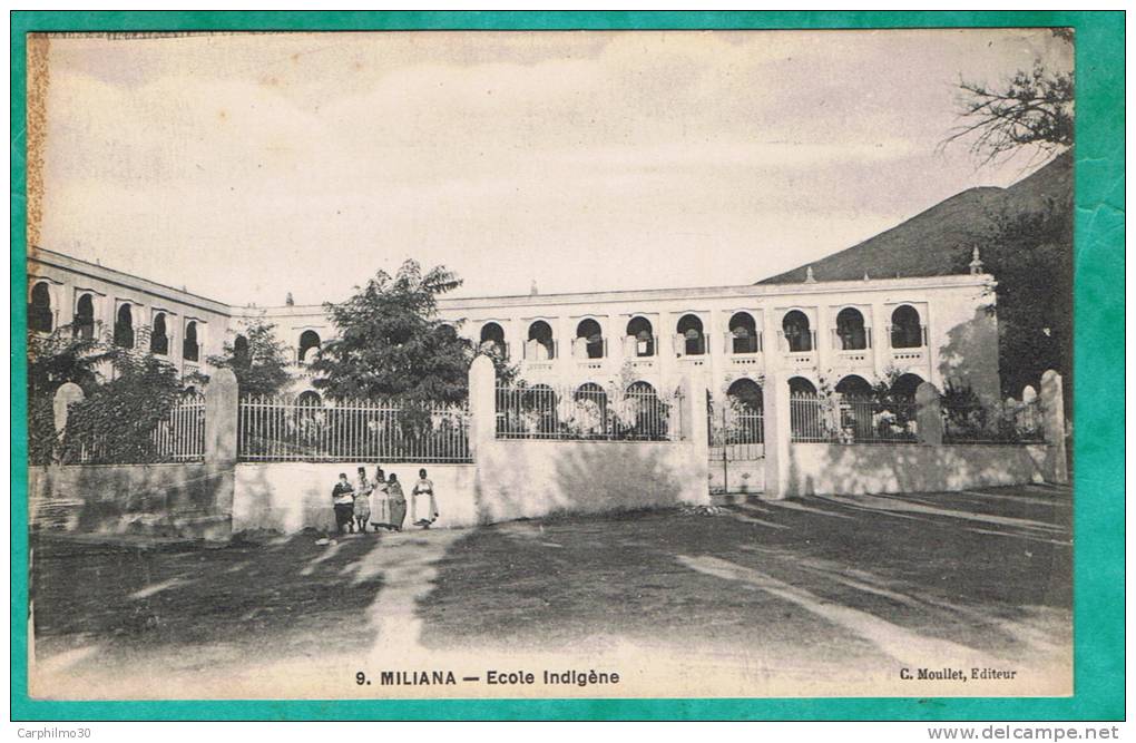 CPA  ALGERIE- MILIANA- ECOLE INDIGENES-