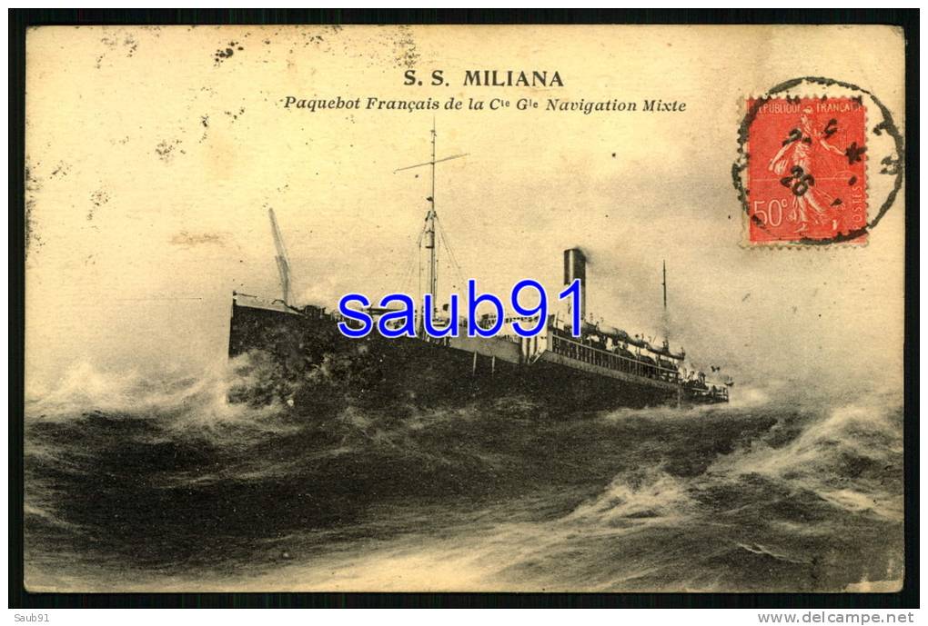 S.S. Miliana - Paquebot Français de la Cie Générale de Navigation Mixte  -  Réf   20381