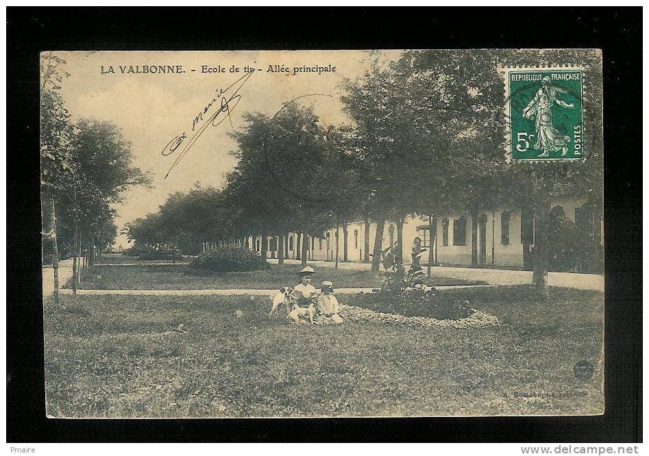 CPA 01 - Camp de la Valbonne - Ecole de Tir - Allée principale - Cachet 1908 Miliana Alger 10/10/08