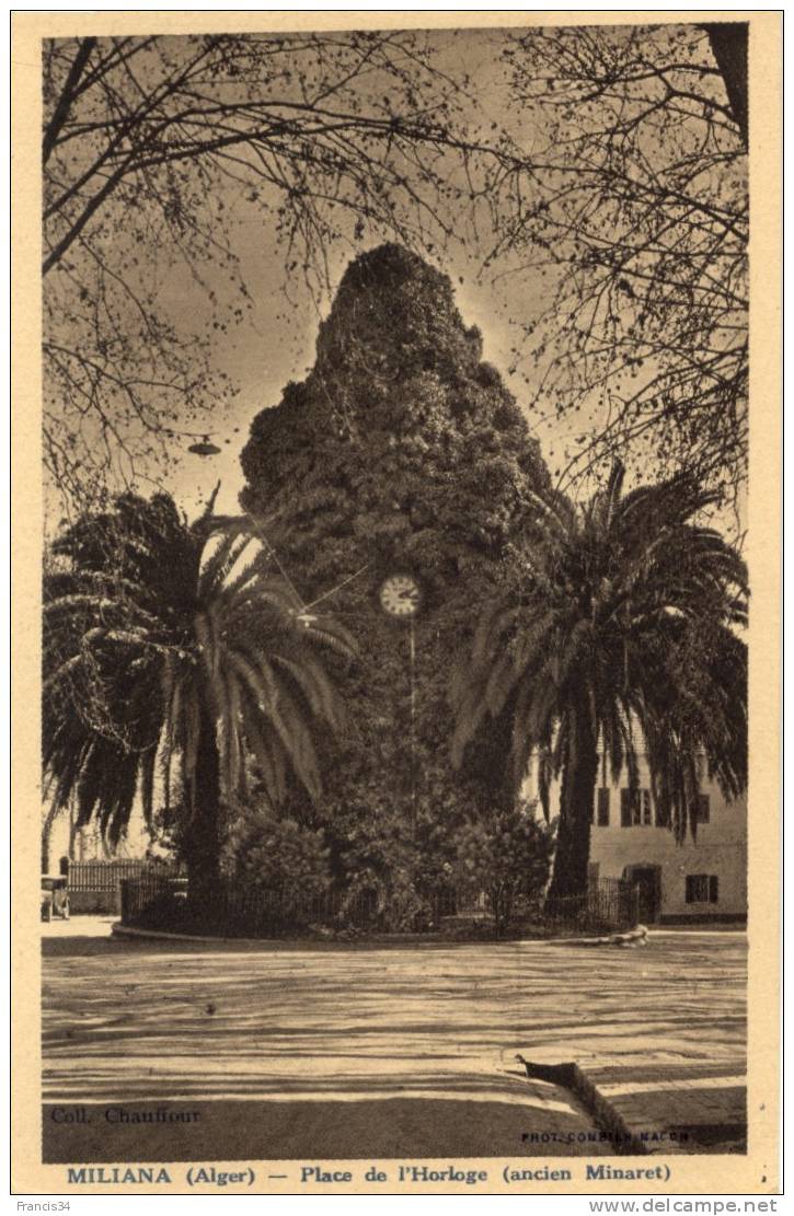 CPA - Miliana - Place de l´Horloge - ancien Minaret