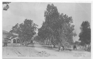ALGERIE )) MILIANA , La gare et la ROute d'Alger, ND 20