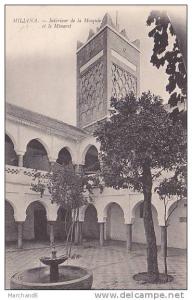 ALGERIE.MILIANA.INTERIEUR  DE LA MOSQUEE ET LE MINARET