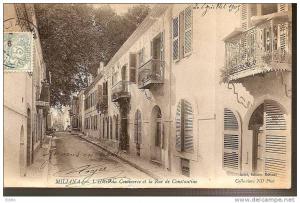 - ALGERIE - MILIANA - Rue de Constantine et l'Hotel  du commerce - timbrée 1905 peu fréquente
