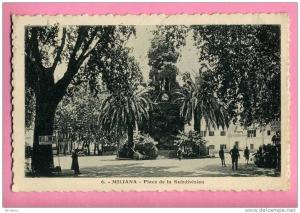 ALGERIE - MILIANA - PLACE de la Subdivision - Edit. Photo Albert n° 6 - CPA voyagée en 1937 -