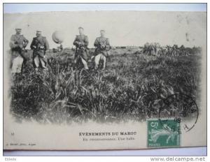 Evenements du Maroc 41 Geiser en reconnaissance une halte Ballon voyagé Miliana 1908