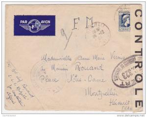 Enveloppe affr 1,50F Marianne d´Alger depuis Djidjelli Constantine 28-12-1944 - C.L.I Maison Carrée - censure TC 323