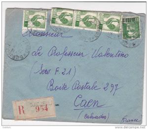 Djidjelli 1946 - Gandon - lettre recommandée Algérie avec étiquette recommandation