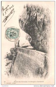 ALGERIE ROUTE DES FALAISES DE BOUGIE A DJIDJELLI CARTE PRECURSEUR CIRCULEE 1903