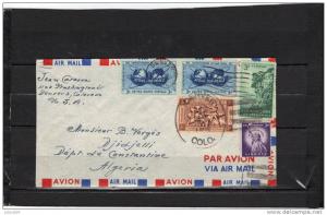 USA  lettre  avion  de 1955 DENVER pour Djidjelli Constantine Algérie - érinnophilie vignette antituberculeux au verso