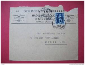 Algérie. Lettre Djidjelli 1953