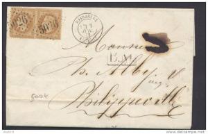 44856 - LAC de BOUGIE affranchie 28Ax2 ex - 1 ex def - GC 5026 cad type 17 DJIDJELLI  ALGERIE juil 1871