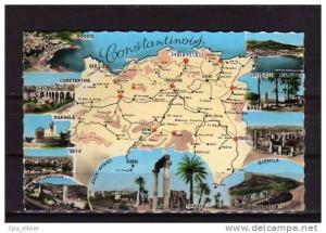 ALGERIE Constantine Carte de la Région, Bougie, Djidjelli, Ouargla, Bone, Setif..., ed Jansol, CPSM 9x14, 195?