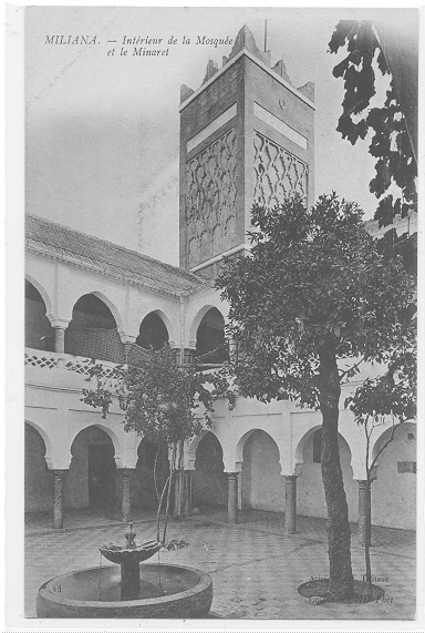 ALGERIE )) MILIANA - intérieur de la Mosquée et le Minaret