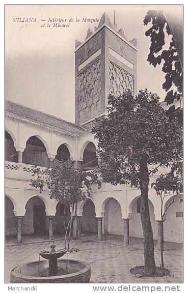ALGERIE.MILIANA.INTERIEUR  DE LA MOSQUEE ET LE MINARET