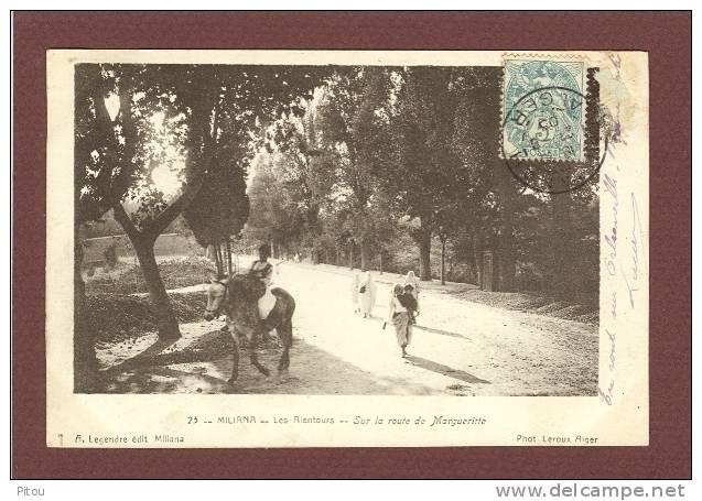 ALGERIE - MILIANA - LES ALENTOURS - ROUTE DE MARGUERITTE - CLICHE 1900 - BEAU PLAN ANIME