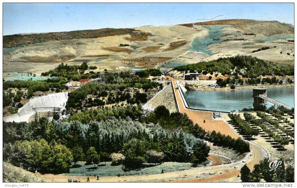 ENVIRONS DE MILIANA...VUE GENERALE SUR LE BARRAGE DU GHRIBS....CPSM 1958 PETIT FORMAT