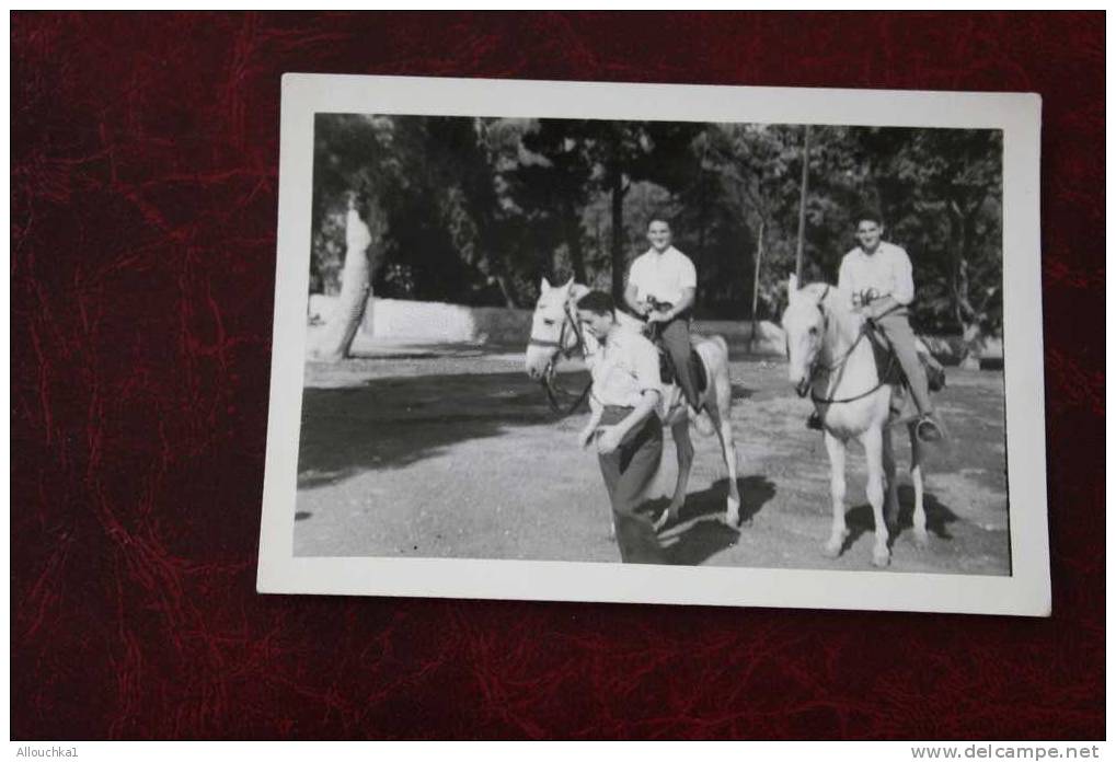 MILIANA 09-10-1950 - POPOL GERARD ET MOI  A CHEVAL  ANCIENNE PHOTOGRAPHIE ALGERIE EX COLONIE FRANCAISE
