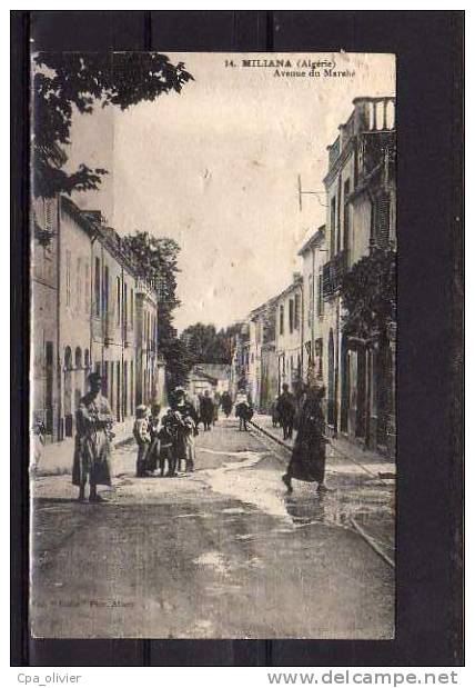 ALGERIE Miliana Avenue du Marché, bien animée, ed Etoile 14, 1928