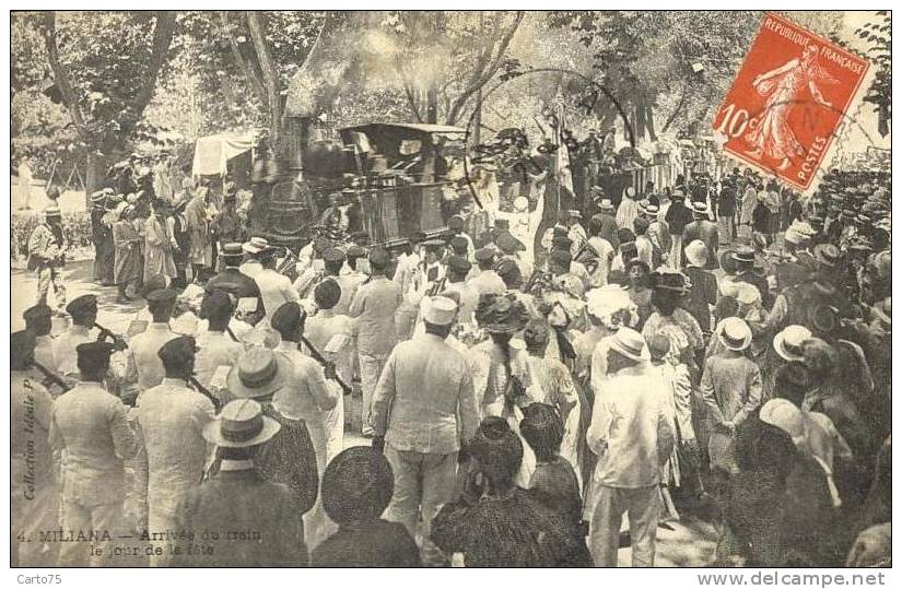 ALGERIE - MILIANA - Arrivée du train - Jour de fête - Colonie - Chemin de fer